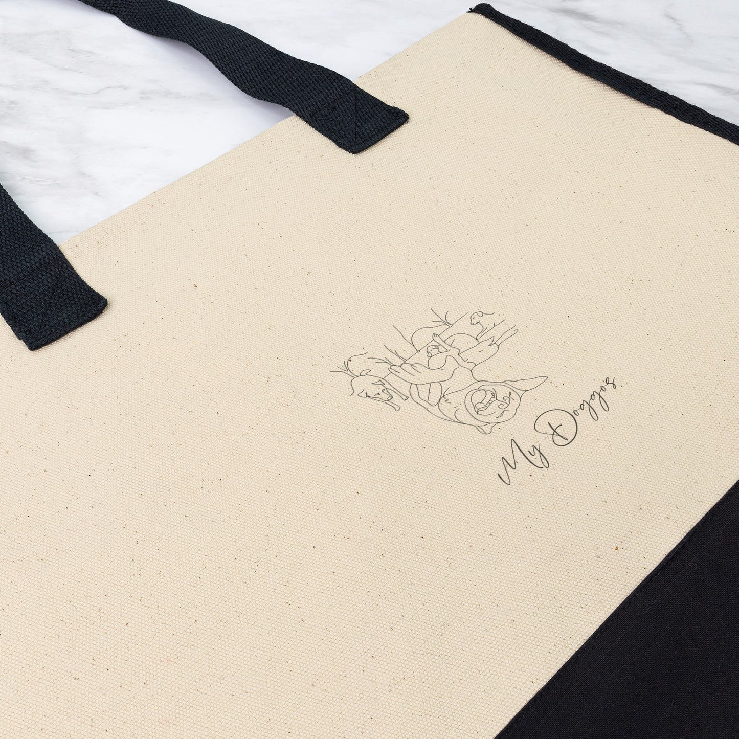 Personalized Premium Tote Bag: Minimal Line Art with Your Dog's Photo & Name_Doggo Mojo_Tote Bags_2