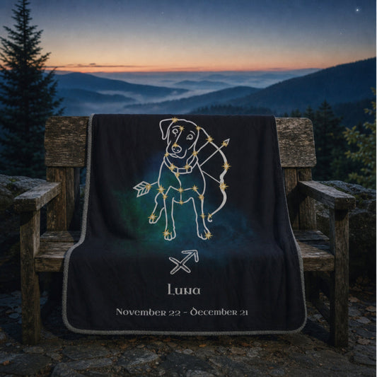 Personalized Sagittarius Dog Sherpa Blanket | Modern Sketch Photo Upload_Doggo Mojo_Sherpa Blankets_2