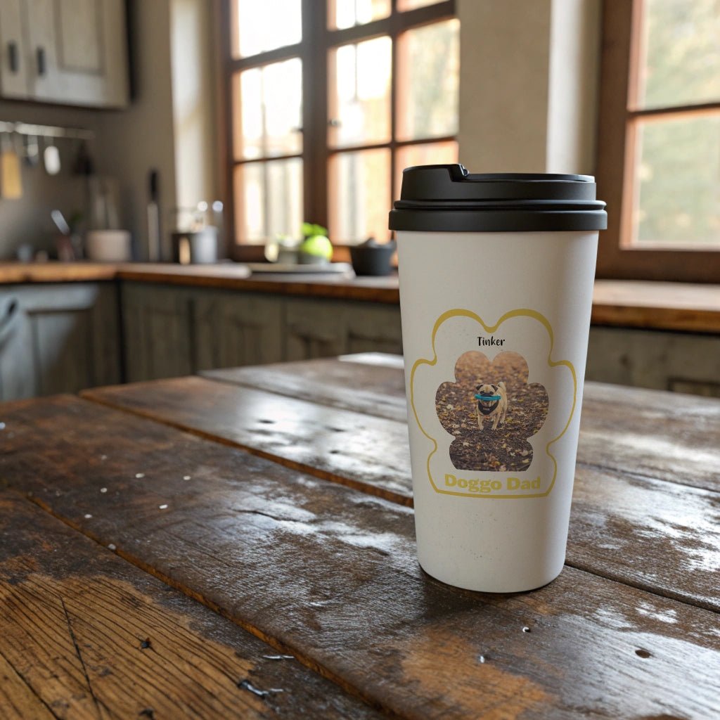 Personalized Stainless Steel Travel Mug: Dog Dad Paw Print with Your Dog's Photo & Name_Doggo Mojo_Travel Mugs_2