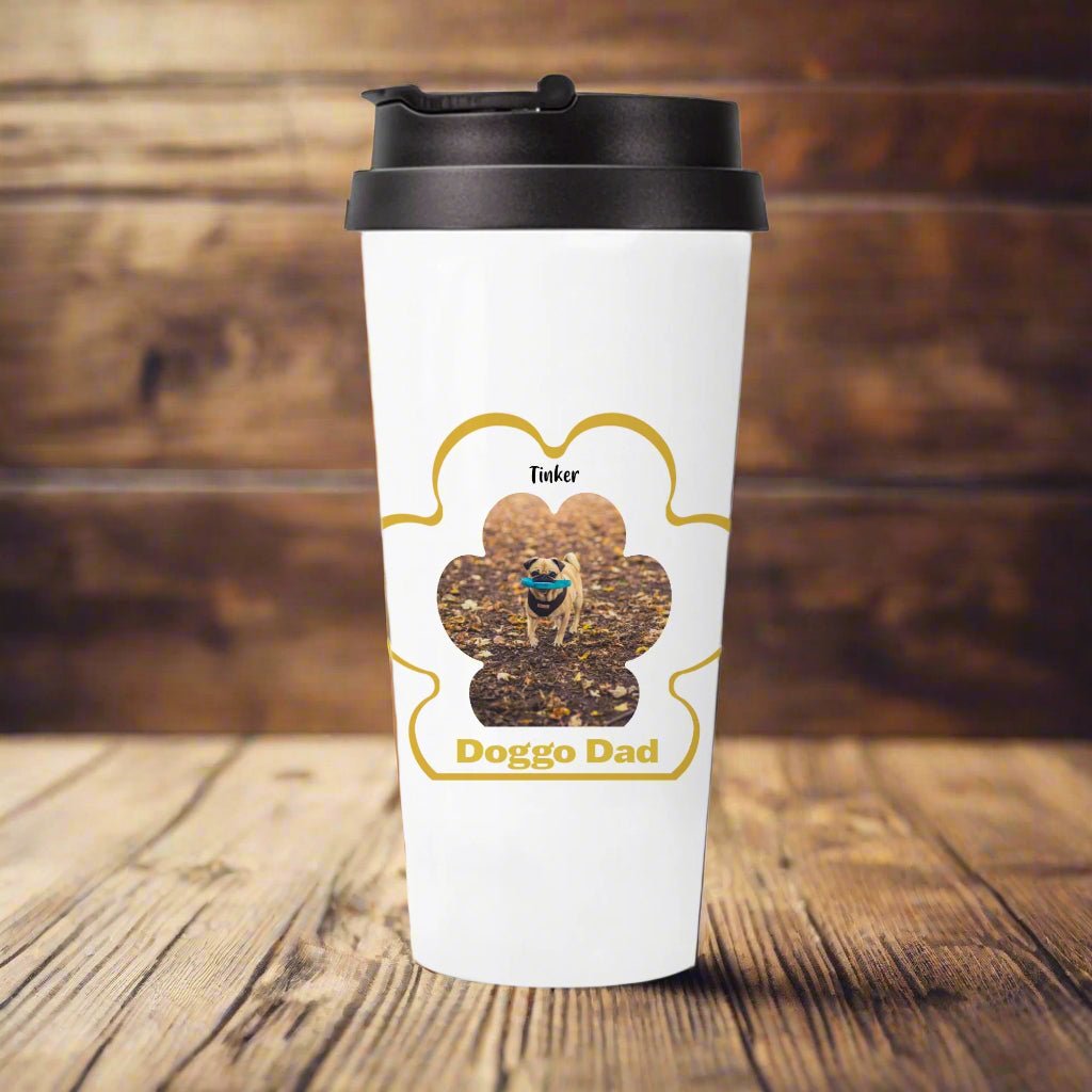 Personalized Stainless Steel Travel Mug: Dog Dad Paw Print with Your Dog's Photo & Name_Doggo Mojo_Travel Mugs_3