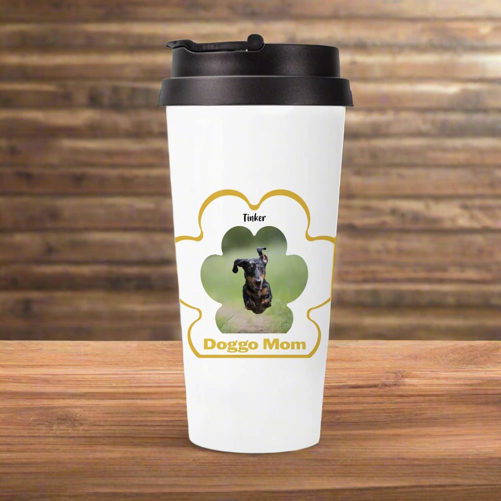 Personalized Stainless Steel Travel Mug: Dog Mom Paw Print with Your Dog's Photo & Name_Doggo Mojo_Travel Mugs_3