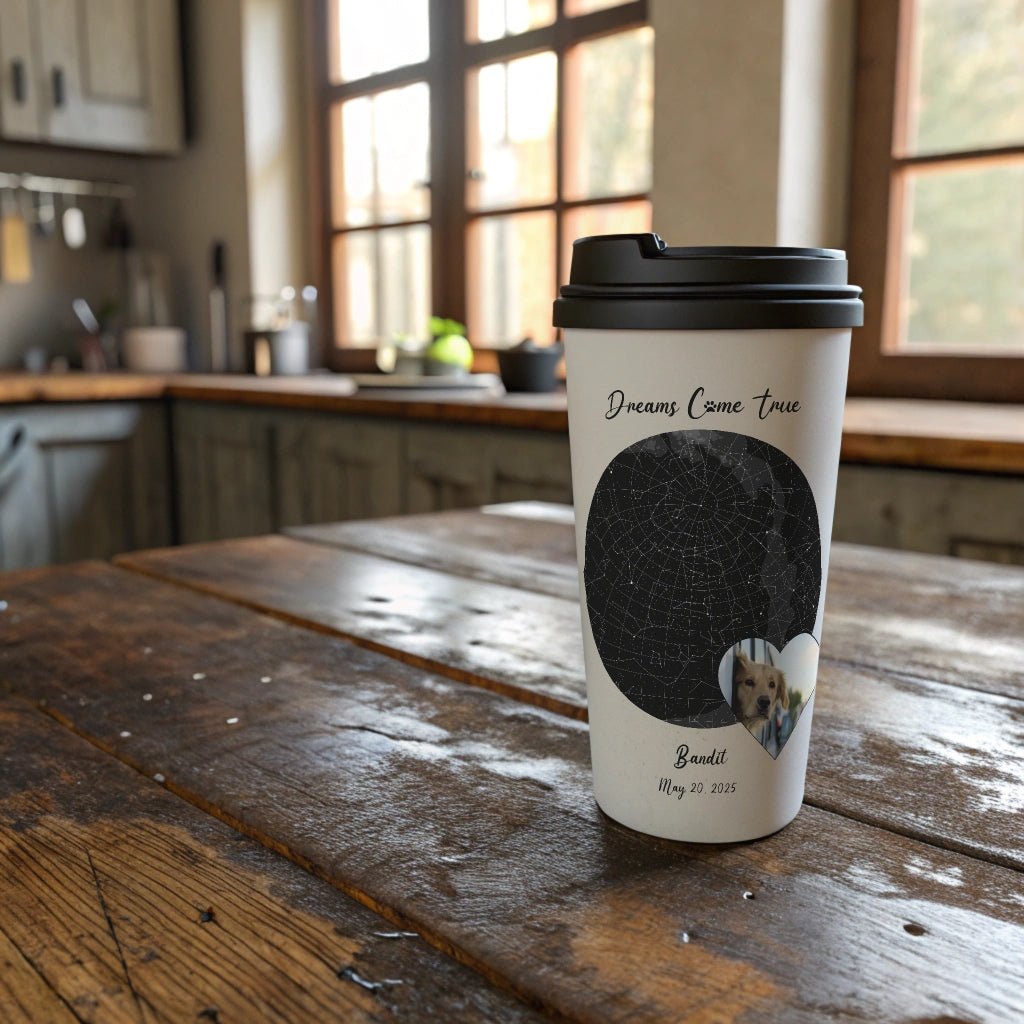 Personalized Stainless Steel Travel Mug: Gotcha Day Dreams with Your Dog's Photo & Name_Doggo Mojo_Travel Mugs_2