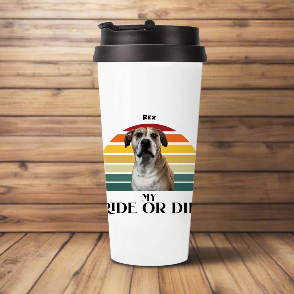 Personalized Stainless Steel Travel Mug: My Ride or Die with Your Dog's Photo & Name_Doggo Mojo_Travel Mugs_3