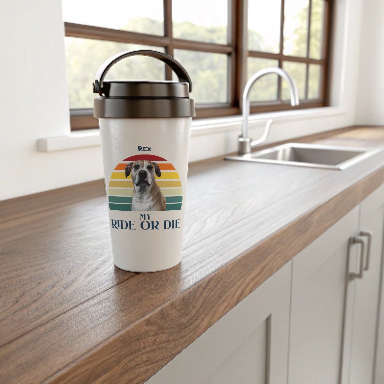 Personalized Stainless Steel Travel Mug: My Ride or Die with Your Dog's Photo & Name_Doggo Mojo_Travel Mugs_1