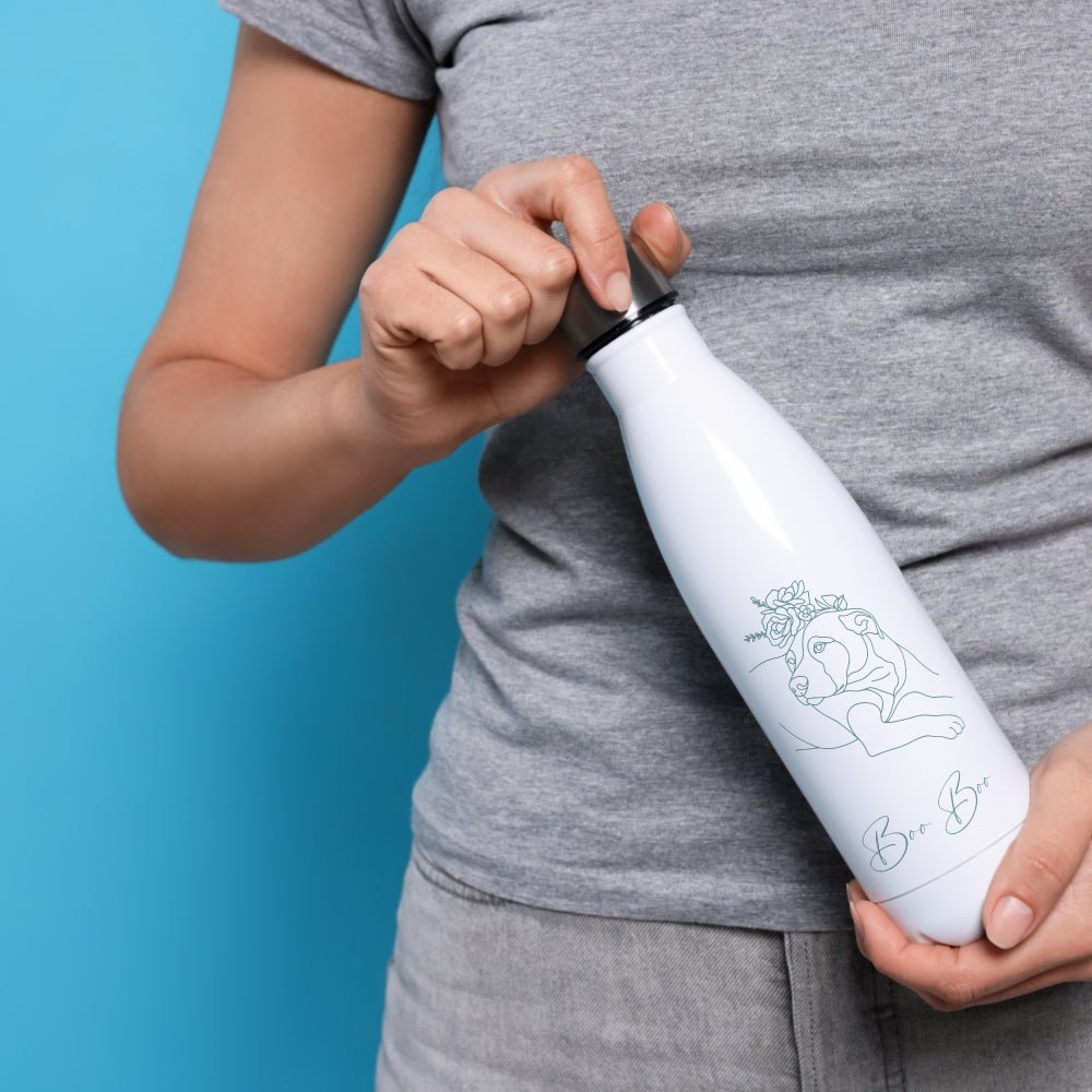 Personalized Stainless Steel Water Bottle: Minimal Line Art with Your Dog's Photo & Name_Doggo Mojo_Water Bottles_2