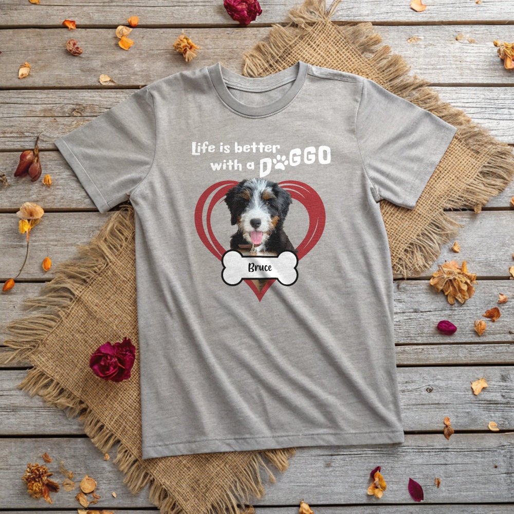 Personalized T-shirt: Life is Better with a Doggo with Your Dog's Photo & Name_Doggo Mojo_T-shirts_5