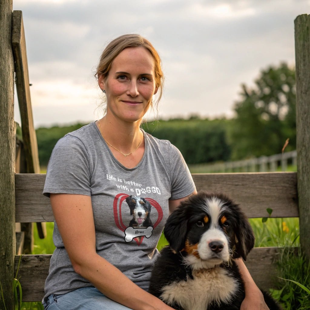 Personalized T-shirt: Life is Better with a Doggo with Your Dog's Photo & Name_Doggo Mojo_T-shirts_2