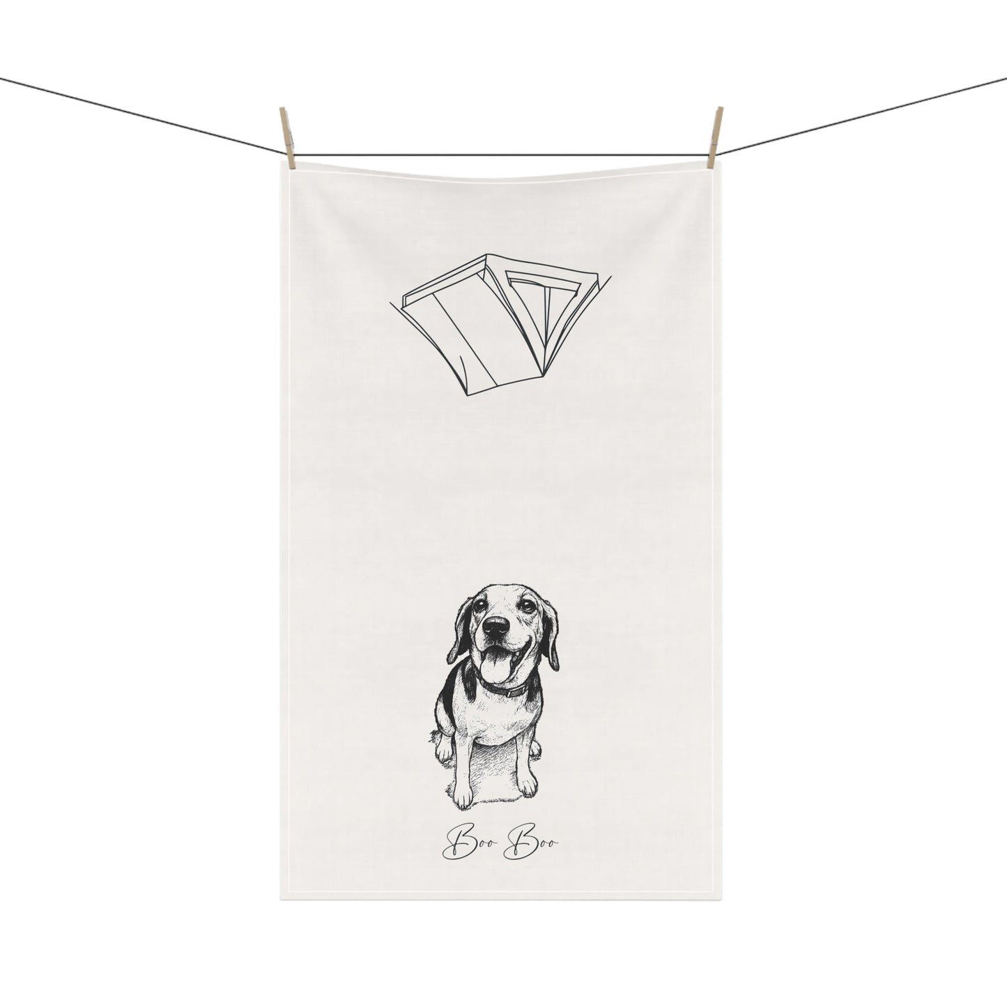 Personalized Tea Towel: Custom Dog Sketch & Tent with Your Dog's Name_Doggo Mojo_Kitchen Towels_3