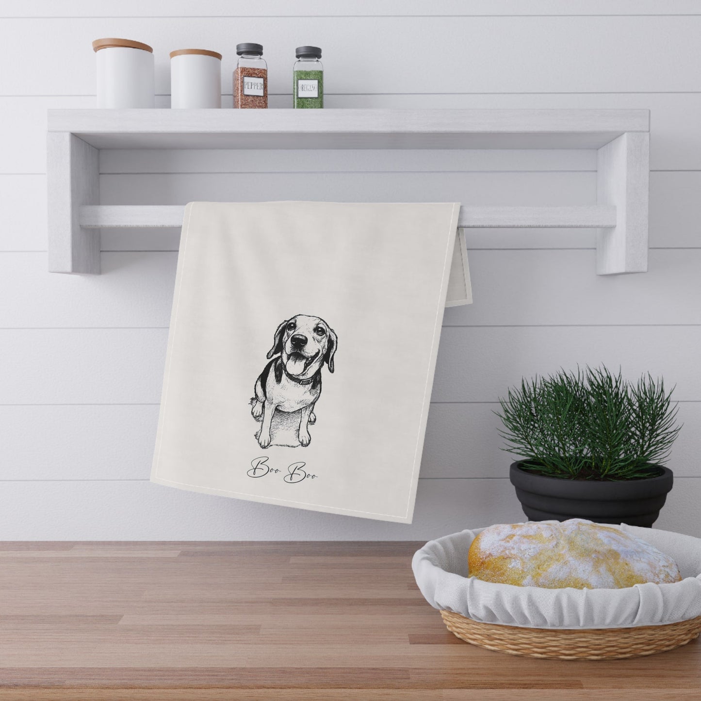 Personalized Tea Towel: Custom Dog Sketch & Tent with Your Dog's Name_Doggo Mojo_Kitchen Towels_2