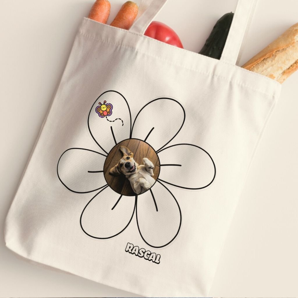 Personalized Tote Bag: Daisy Dog with Your Dog's Photo & Name_Doggo Mojo_Tote Bags_2