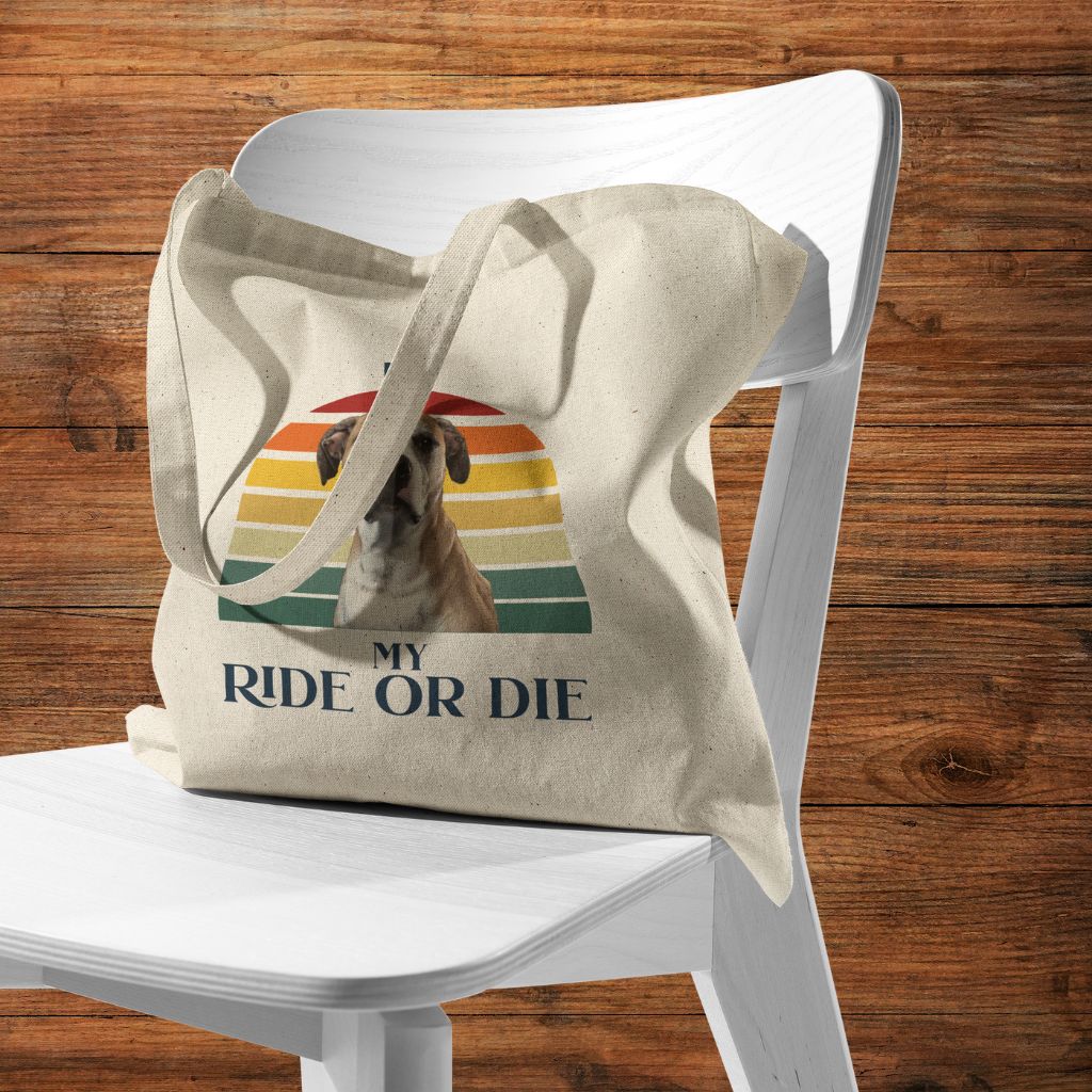 Personalized Tote Bag: My Ride or Die with Your Dog's Photo & Name_Doggo Mojo_Tote Bags_4