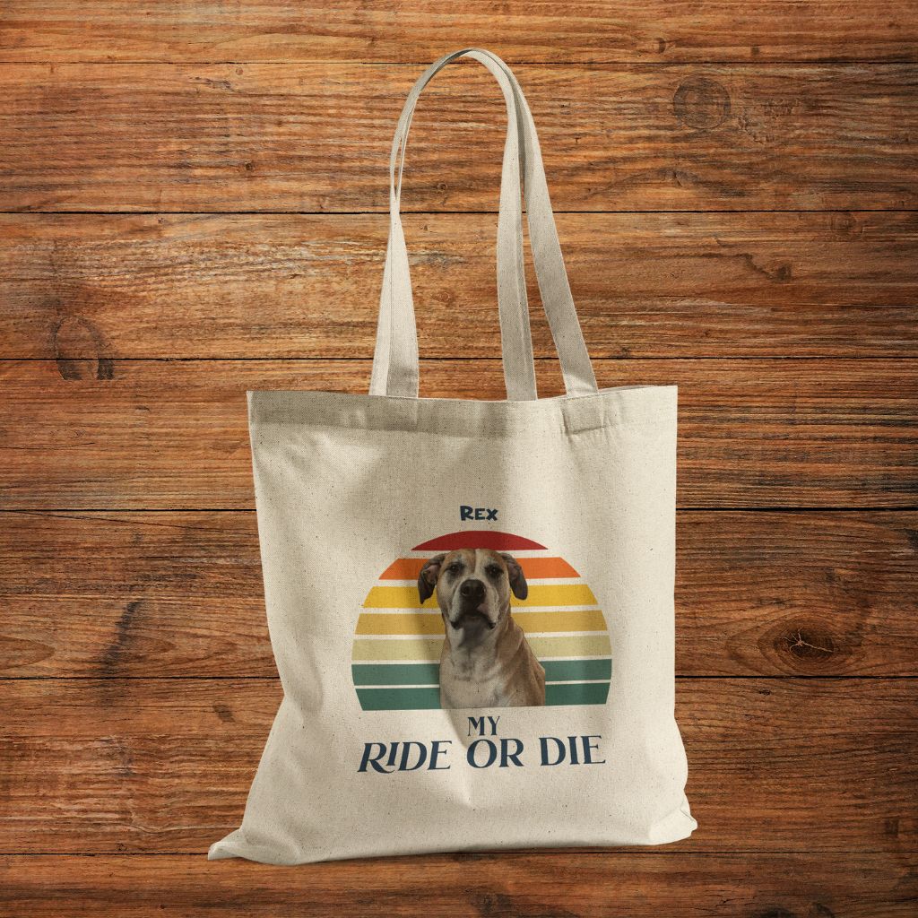 Personalized Tote Bag: My Ride or Die with Your Dog's Photo & Name_Doggo Mojo_Tote Bags_3