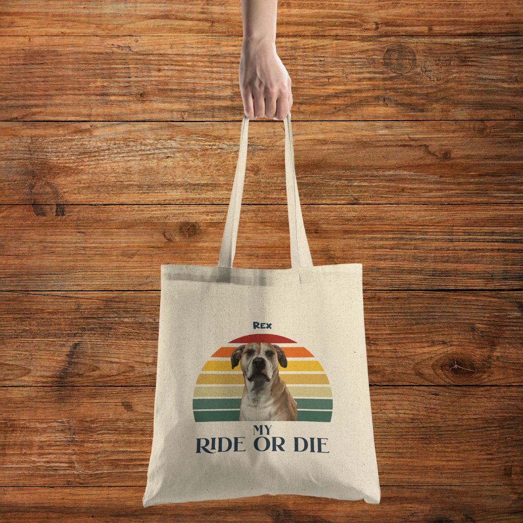 Personalized Tote Bag: My Ride or Die with Your Dog's Photo & Name_Doggo Mojo_Tote Bags_5