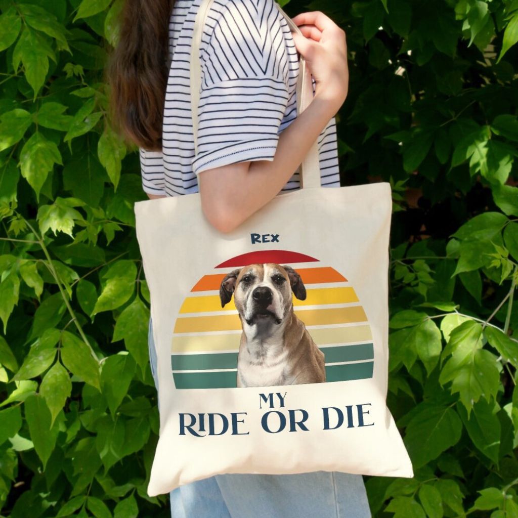Personalized Tote Bag: My Ride or Die with Your Dog's Photo & Name_Doggo Mojo_Tote Bags_1