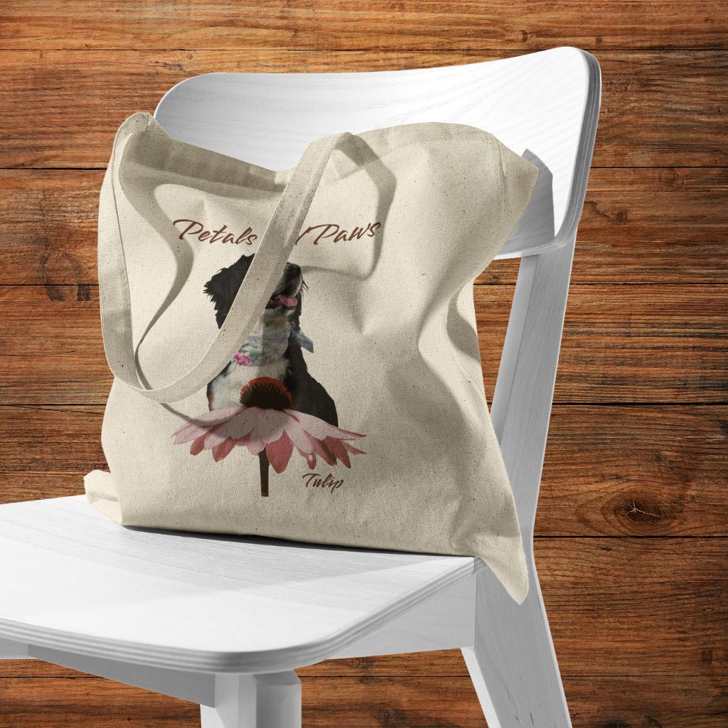 Personalized Tote Bag: Petals and Paws with Your Dog's Photo & Name_Doggo Mojo_Tote Bags_5
