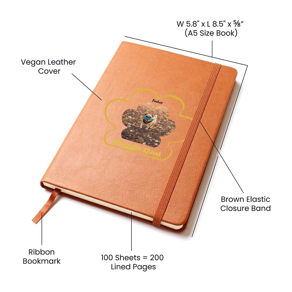 Personalized Vegan Leather Journal: Dog Dad Paw Print with Your Dog's Photo & Name_Doggo Mojo_Journals_3