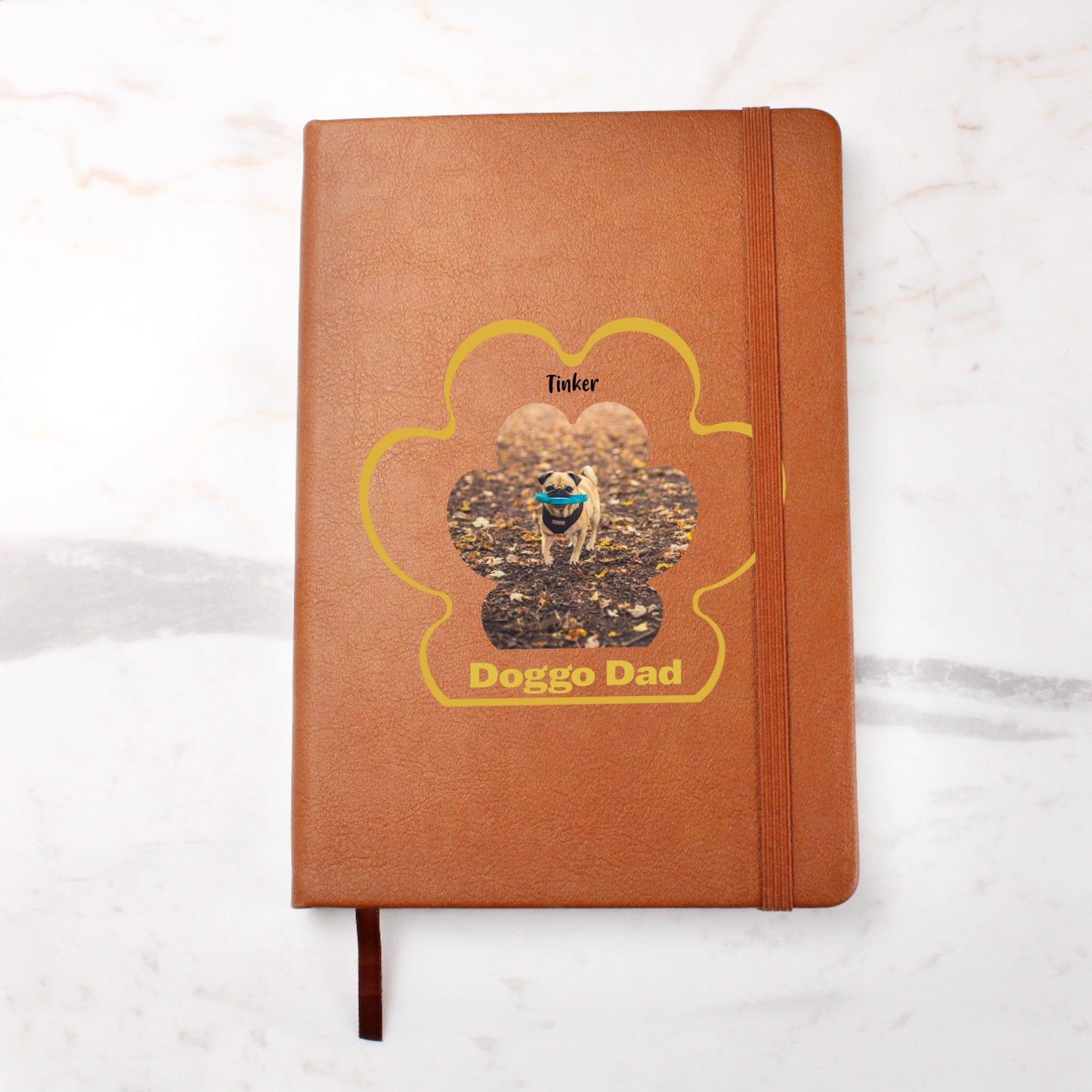 Personalized Vegan Leather Journal: Dog Dad Paw Print with Your Dog's Photo & Name_Doggo Mojo_Journals_5