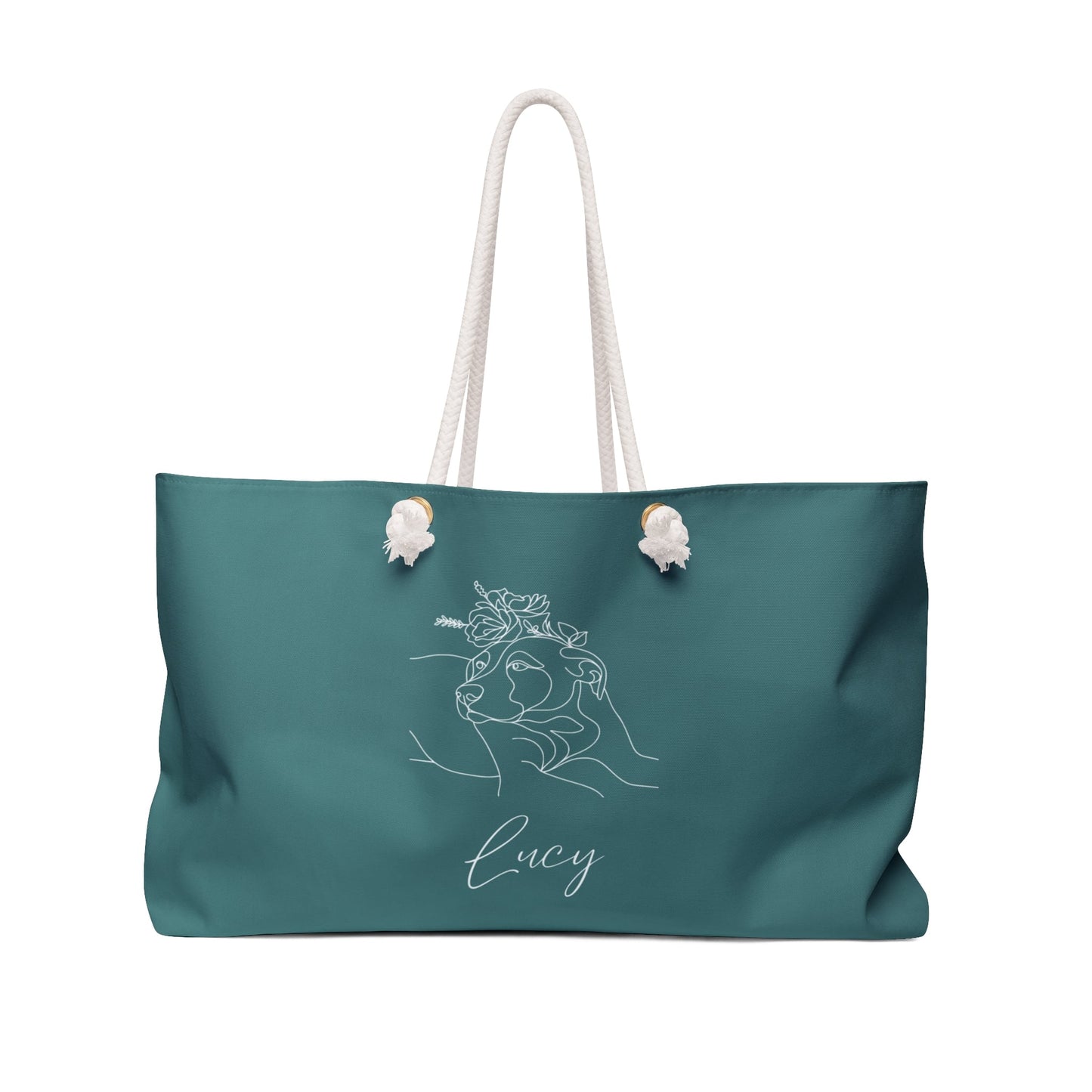 Personalized Weekender Bag: Minimal Line Art with Your Dog's Photo & Name_Doggo Mojo_Tote Bags_7
