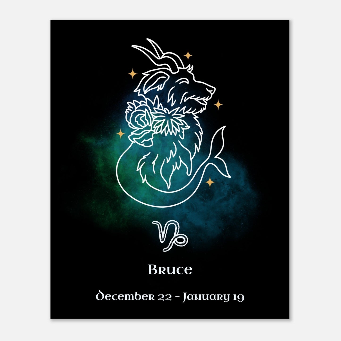 Personalized Zodiac Mini Art Print | Capricorn Design with Your Dog's Photo & Name_Doggo Mojo_Frameless Print_8