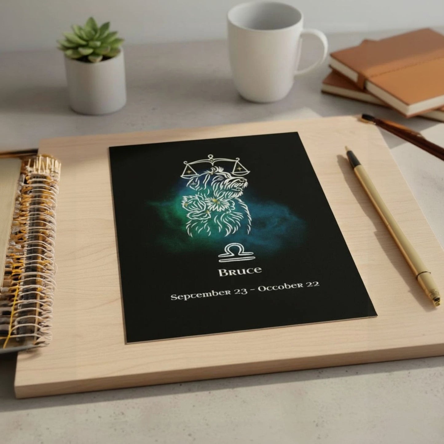 Personalized Zodiac Mini Art Print | Libra Design with Your Dog's Photo & Name_Doggo Mojo_Prints_4