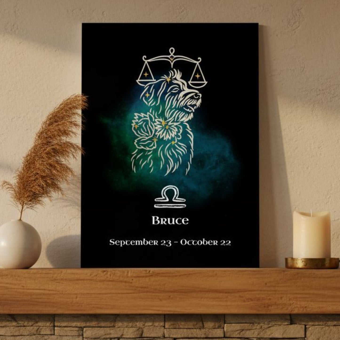 Personalized Zodiac Mini Art Print | Libra Design with Your Dog's Photo & Name_Doggo Mojo_Prints_2