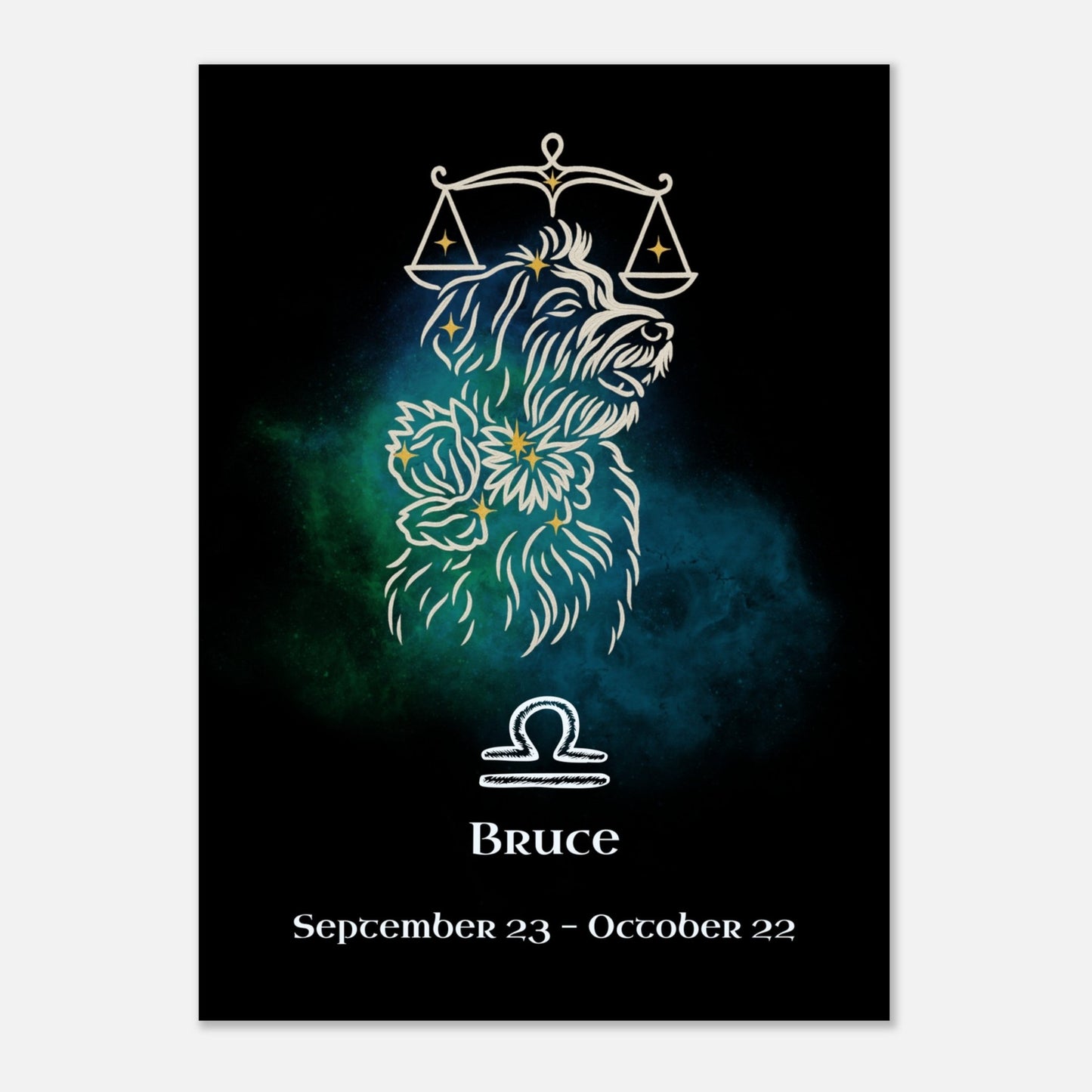Personalized Zodiac Mini Art Print | Libra Design with Your Dog's Photo & Name_Doggo Mojo_Prints_11