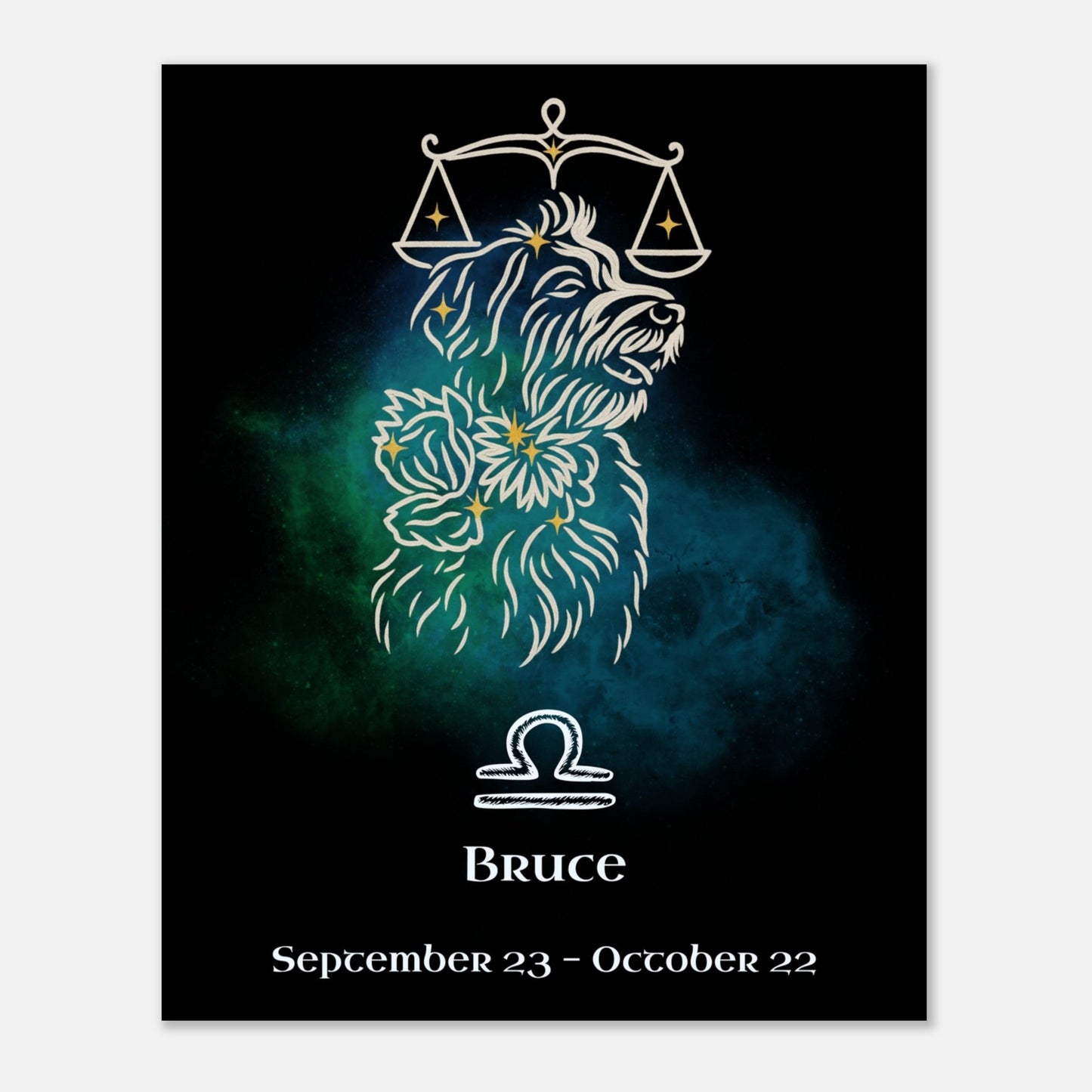 Personalized Zodiac Mini Art Print | Libra Design with Your Dog's Photo & Name_Doggo Mojo_Prints_12