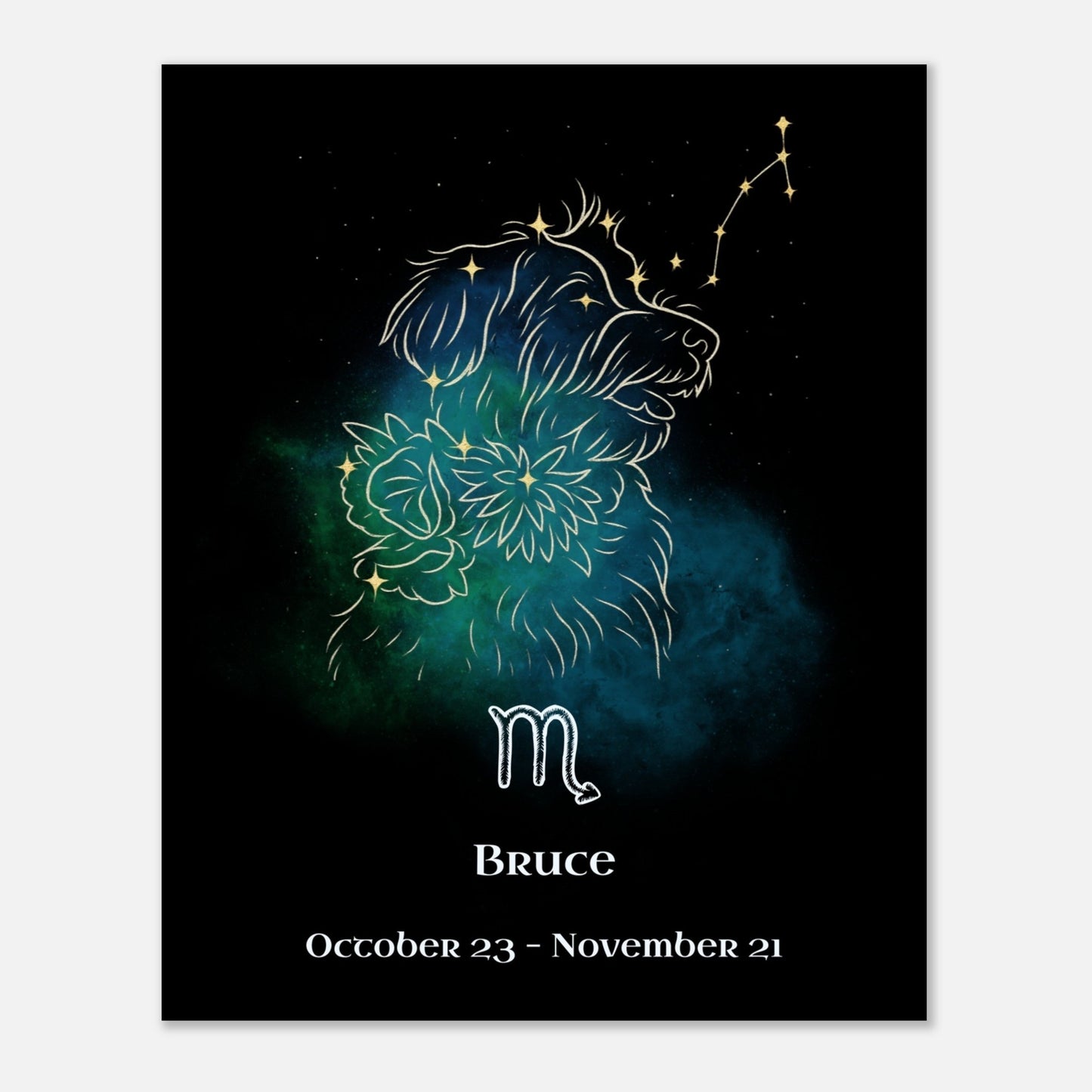 Personalized Zodiac Mini Art Print | Scorpio Design with Your Dog's Photo & Name_Doggo Mojo_Frameless Print_8