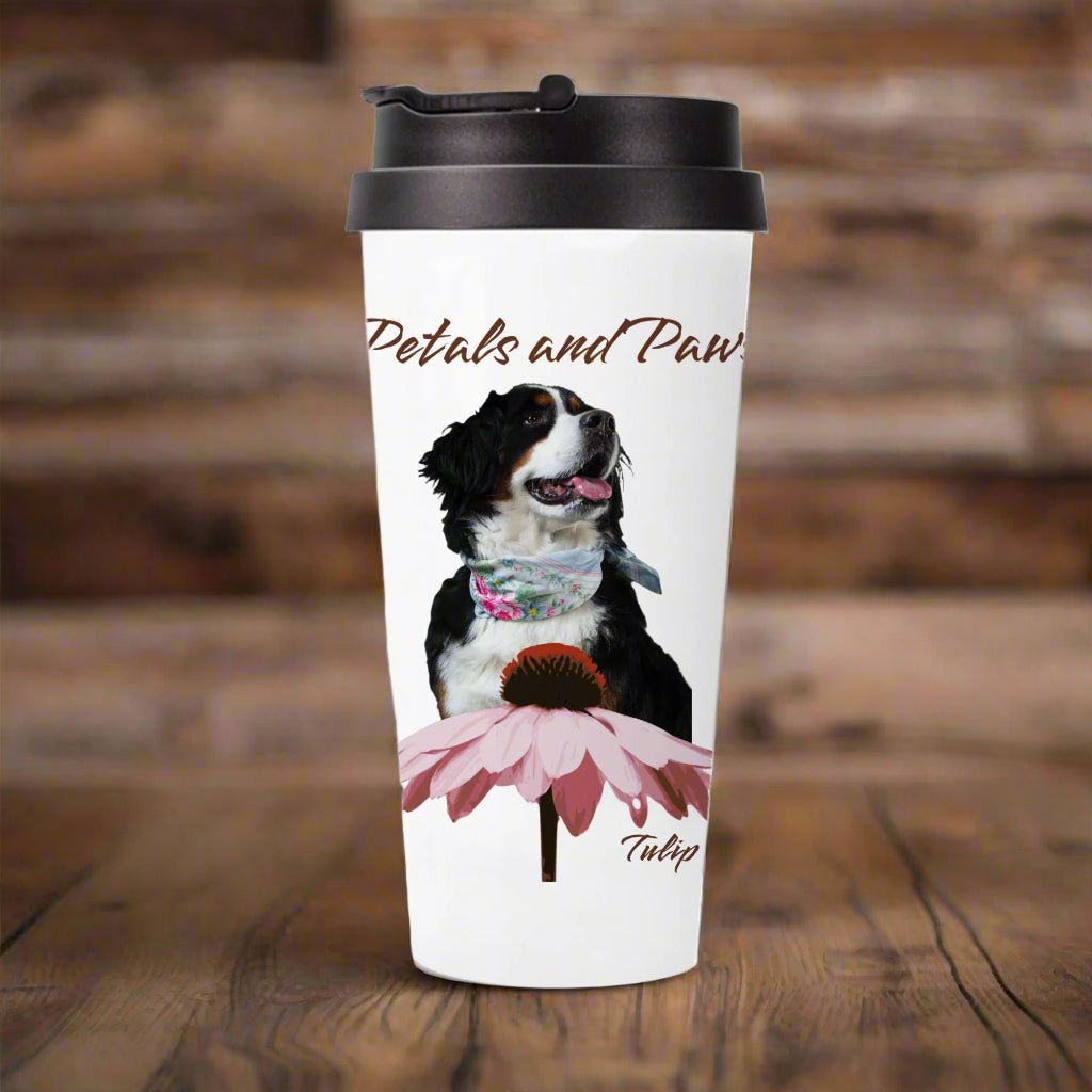 Petals and Paws SS Travel Mug: Personalized with Your Dog's Photo & Name_Doggo Mojo_Travel Mugs_3