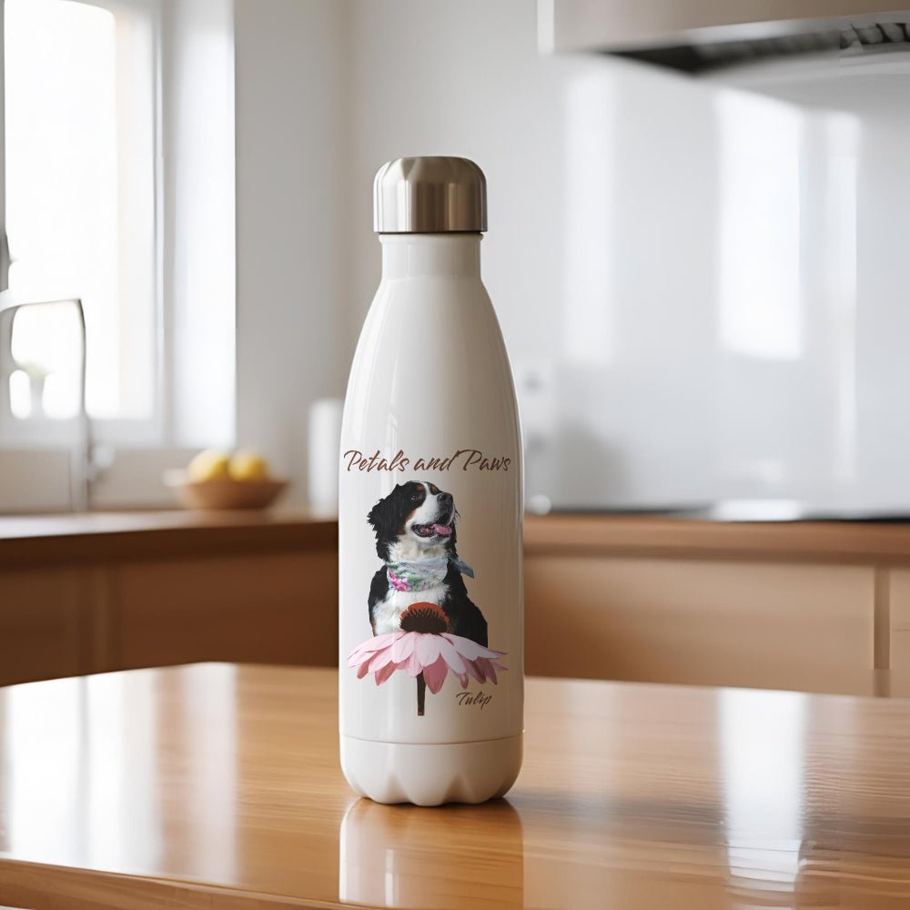 Petals and Paws SS Water Bottle - Personalized with Your Dog's Photo & Name_Doggo Mojo_Water Bottles_2