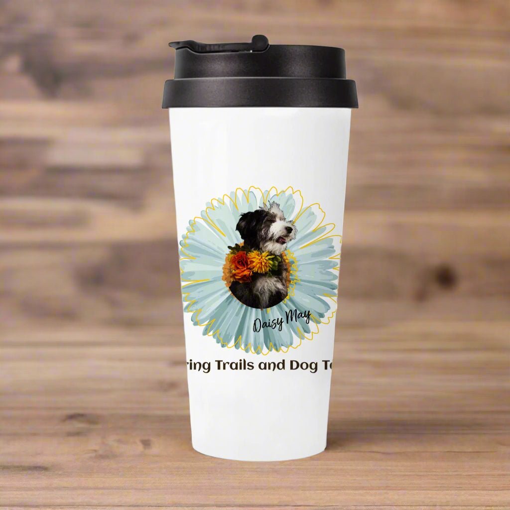 Spring Trails and Dog Tails: Personalized Travel Mug with Your Dog's Photo & Name_Doggo Mojo_Travel Mugs_3