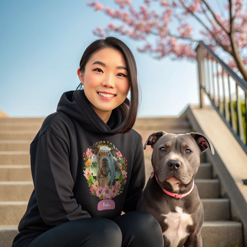 Wildflower Wonders: Custom Hoodie with Your Dog's Photo_Doggo Mojo_Hoodies_1