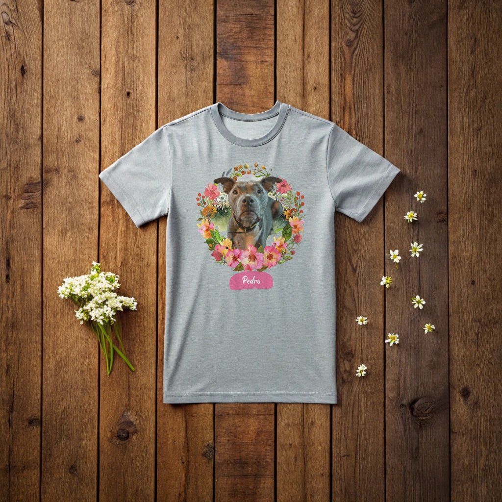 Wildflower Wonders: Custom T-Shirt with Your Dog's Photo_Doggo Mojo_T-shirts_5