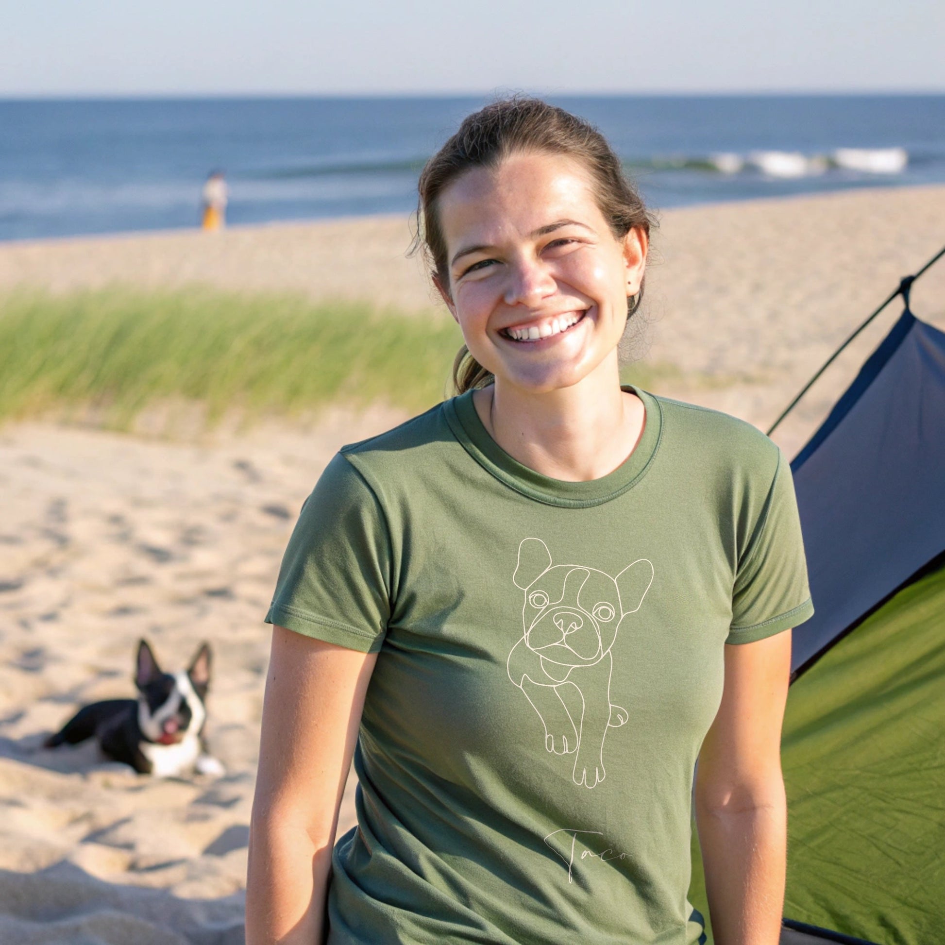 Personalized Comfort Colors T-shirt | Minimal Line Art with Your Dog's Photo & Name_Doggo Mojo_T-shirts_5