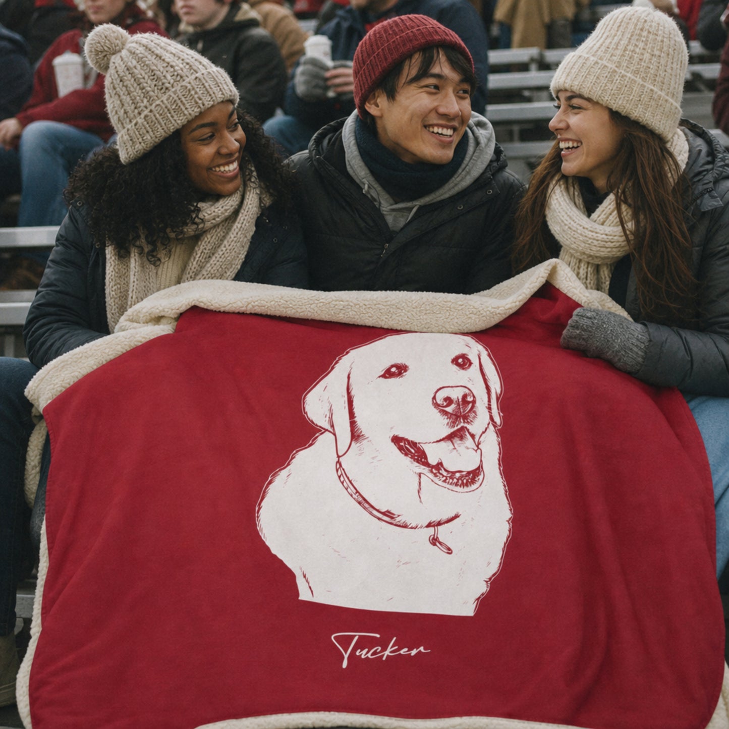 Personalized Tuscaloosa Dog Sherpa Blanket | Modern Sketch Photo Upload