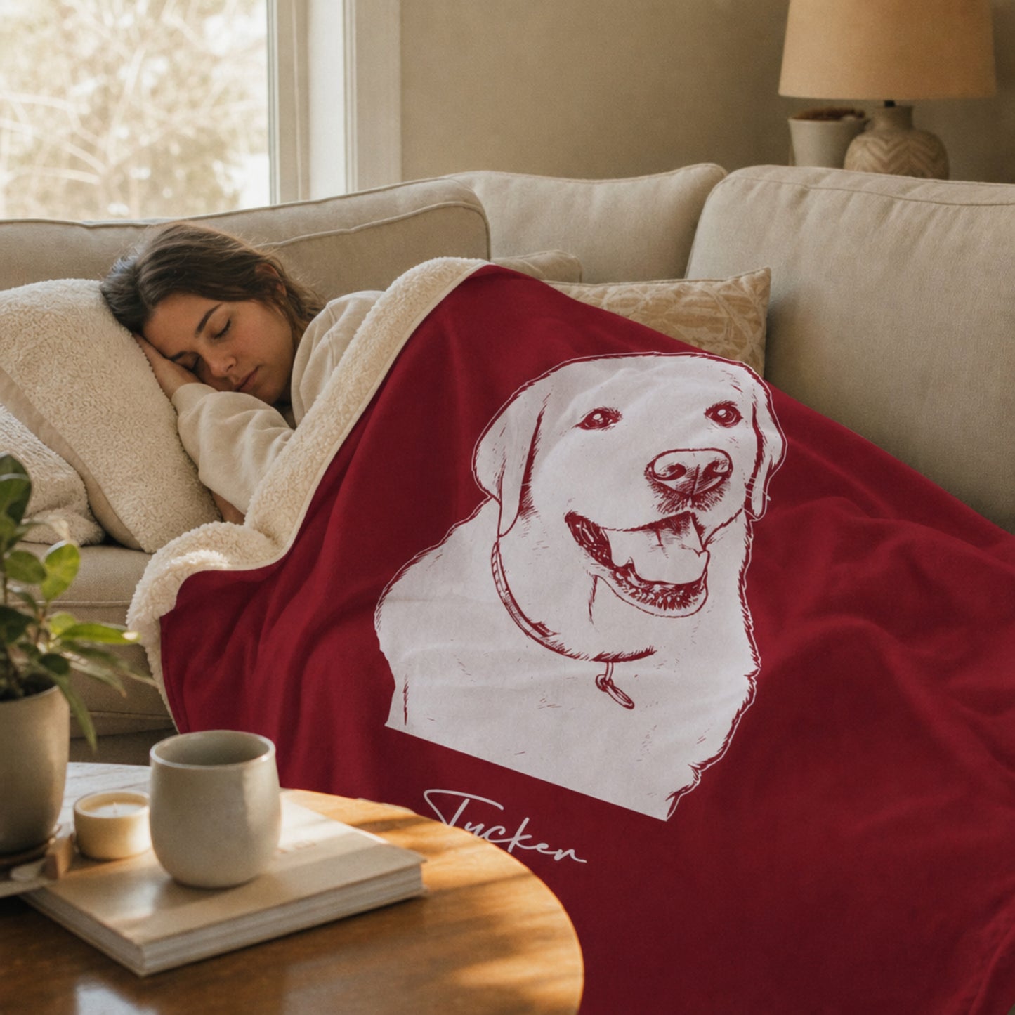 Personalized Tuscaloosa Dog Sherpa Blanket | Modern Sketch Photo Upload