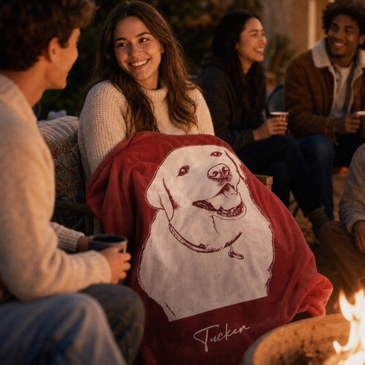 Personalized Tuscaloosa Dog Velveteen Blanket | Modern Sketch Photo Upload