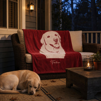 Personalized Tuscaloosa Dog Velveteen Blanket | Modern Sketch Photo Upload