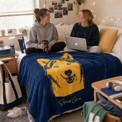 Personalized Ann Arbor Dog Velveteen Blanket | Modern Sketch Photo Upload