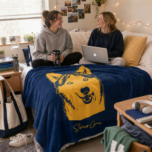 Personalized Ann Arbor Dog Velveteen Blanket | Modern Sketch Photo Upload