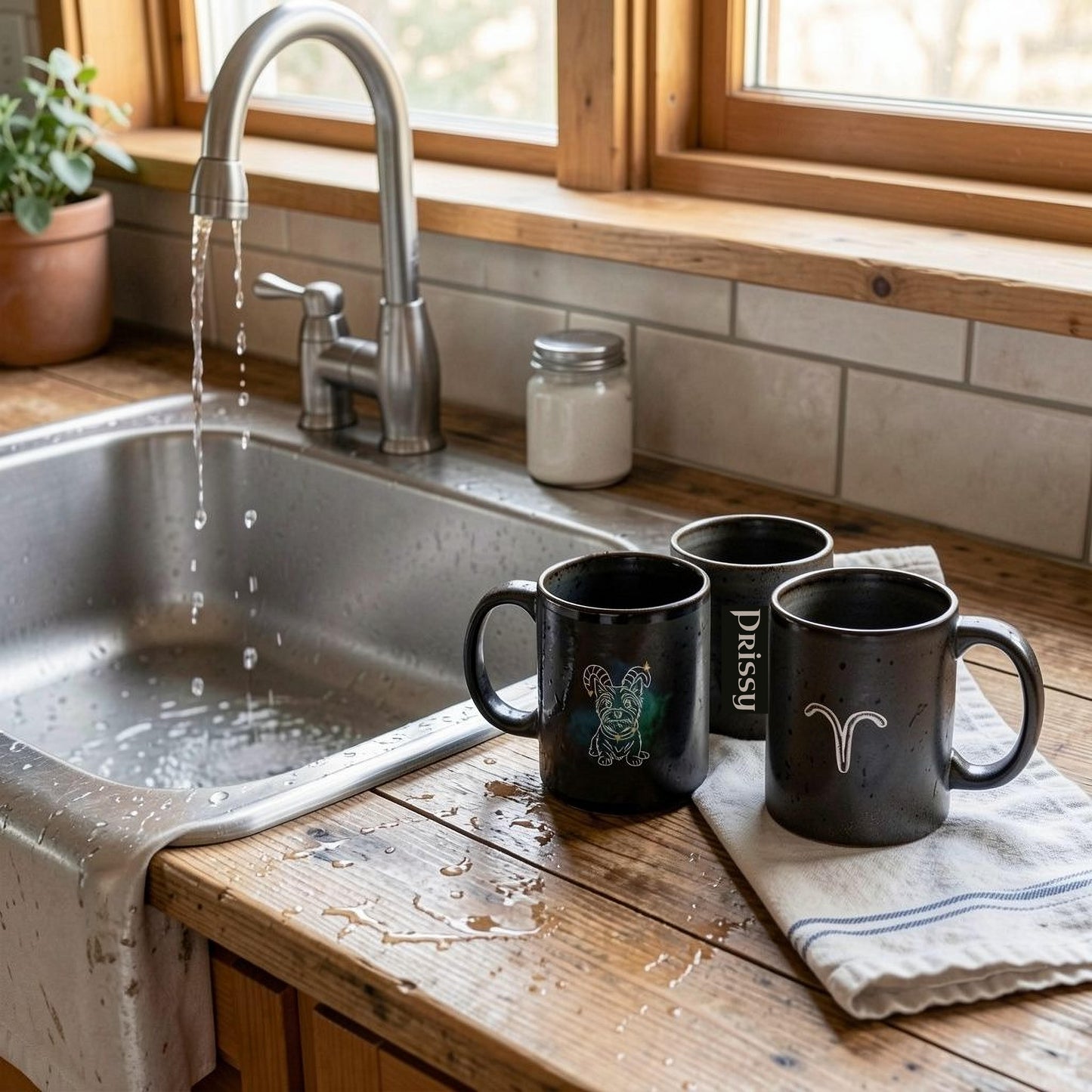 Personalized Aries Dog Mug | Modern Sketch Photo Upload