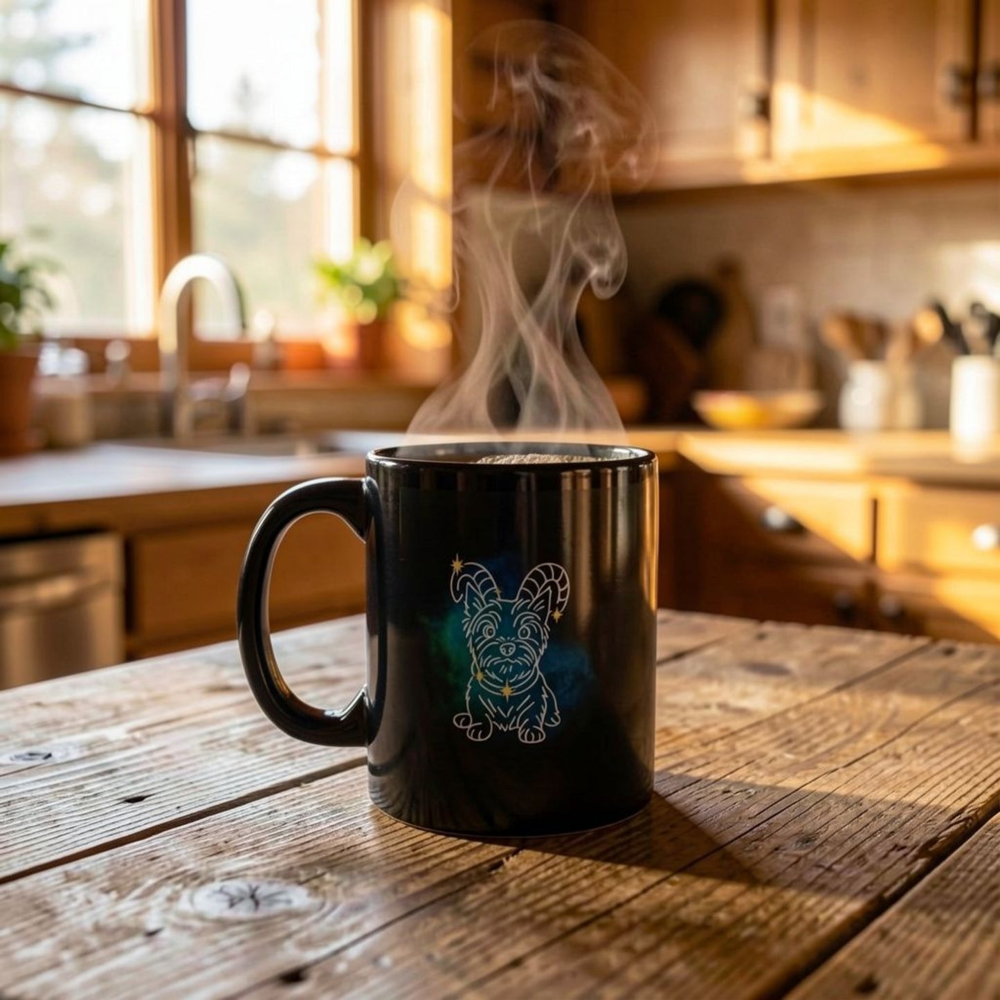 Personalized Aries Dog Mug | Modern Sketch Photo Upload