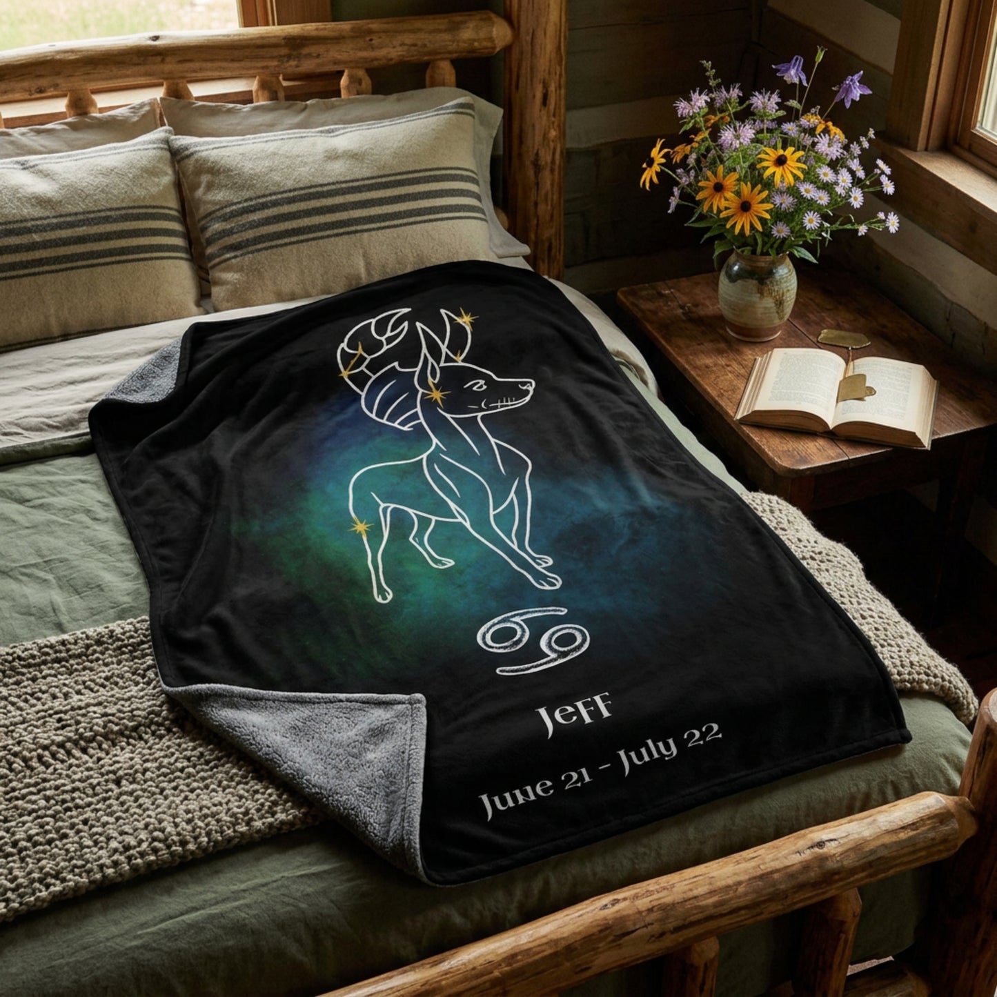 Personalized Cancer Dog Sherpa Blanket | Modern Sketch Photo Upload