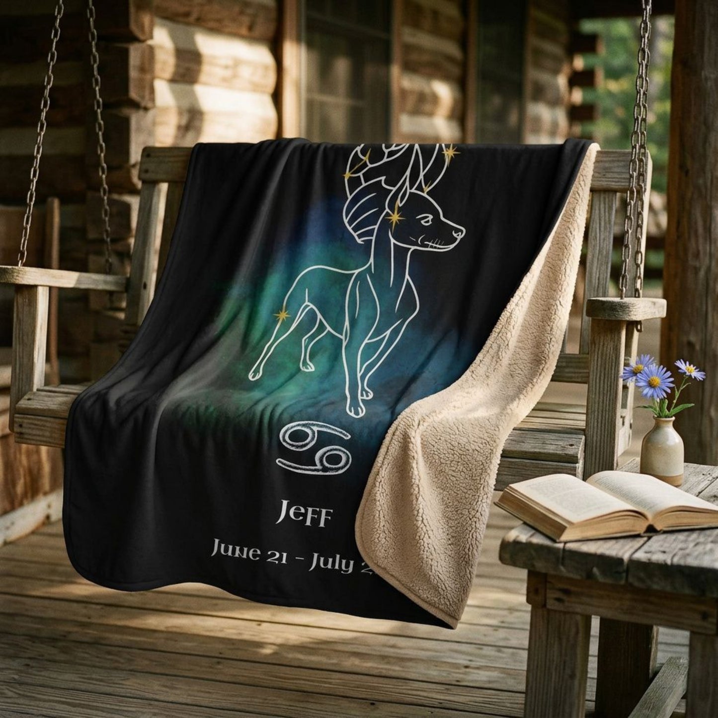 Personalized Cancer Dog Sherpa Blanket | Modern Sketch Photo Upload