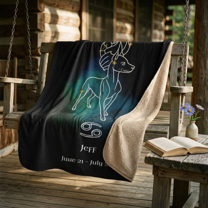 Personalized Cancer Dog Sherpa Blanket | Modern Sketch Photo Upload