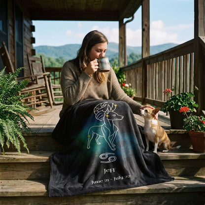 Personalized Cancer Dog Sherpa Blanket | Modern Sketch Photo Upload