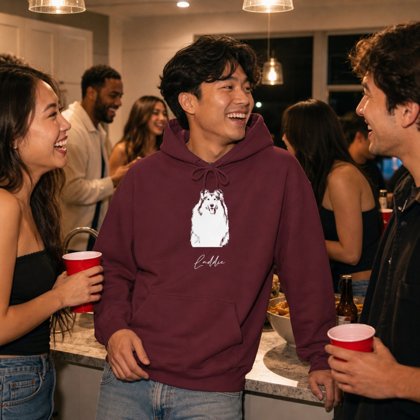 Personalized College Station Dog Hoodie | Modern Sketch Photo Upload