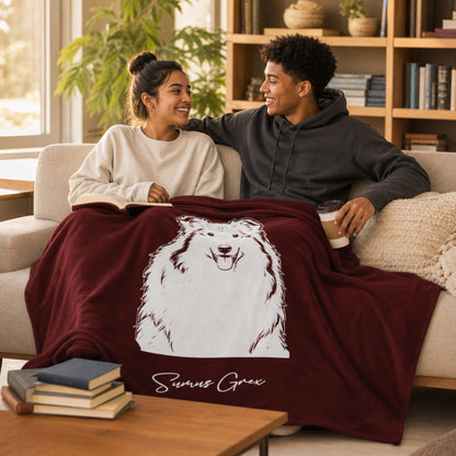 Personalized College Station Dog Velveteen Blanket | Modern Sketch Photo Upload