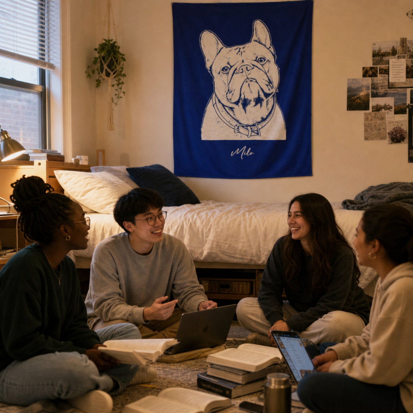 Personalized Durham Dog Velveteen Blanket | Modern Sketch Photo Upload