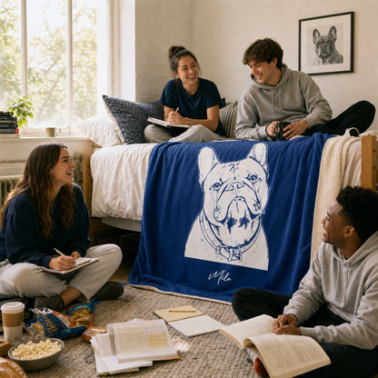 Personalized Durham Dog Sherpa Blanket | Modern Sketch Photo Upload